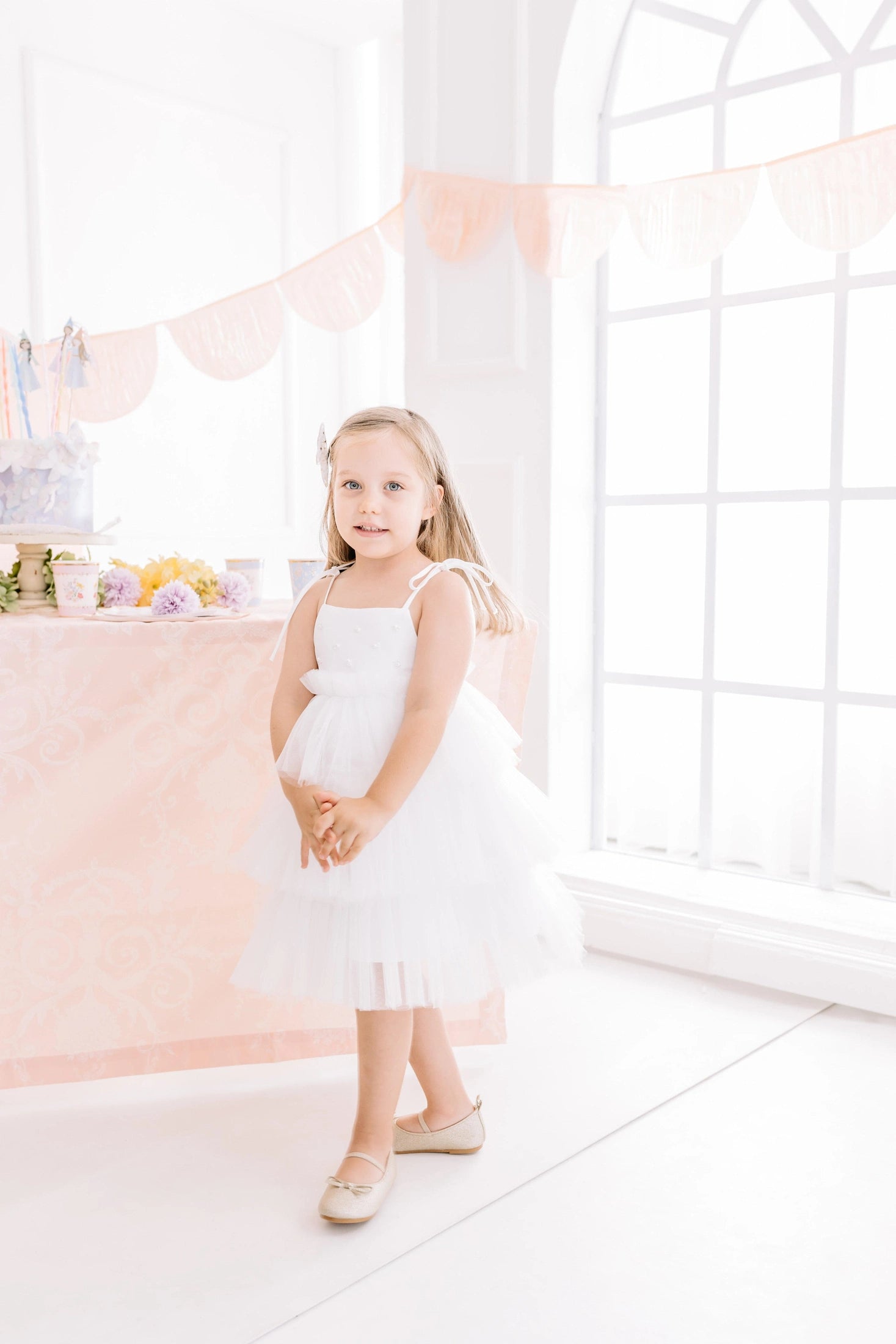 Silk-Embellished Flower Girl Dress