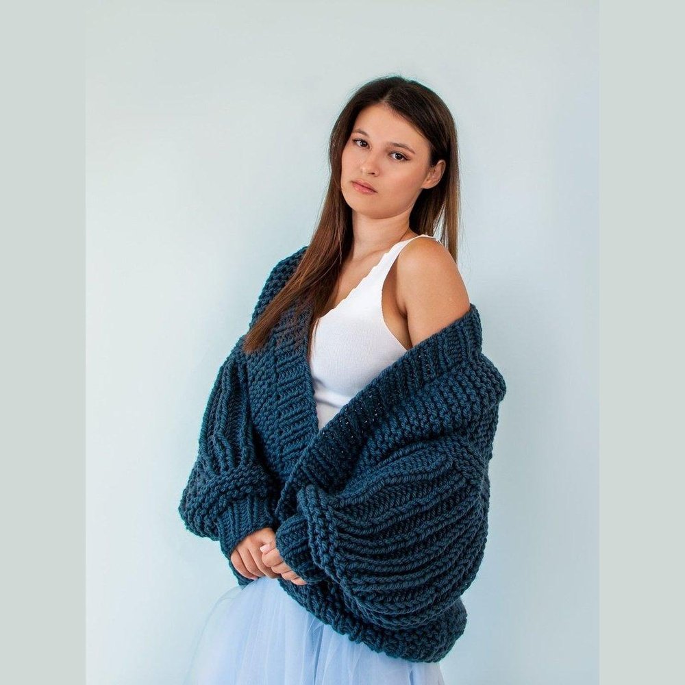 Hand Knitted Chunky Adult Cardigan - TilianKids
